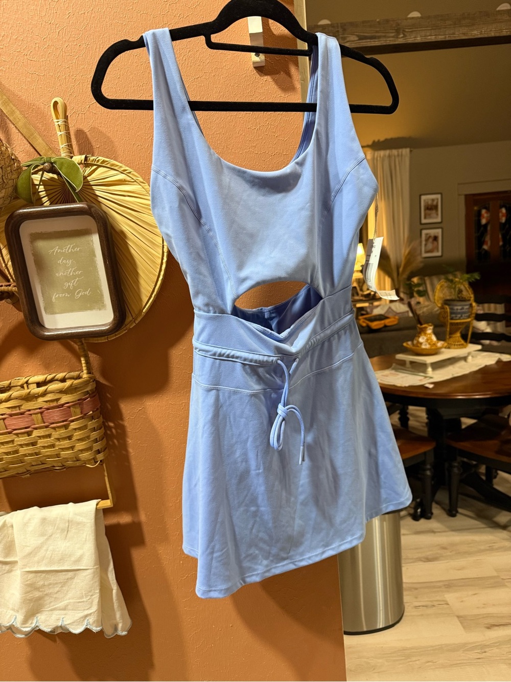 l*space Light Blue Cutout Tank Dress with Drawstring Waist